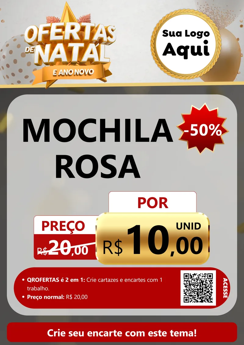 Modelo de Cartaz para Cartaz A4 Vertical com o tema Ofertas De Natal E Ano Novo para Papelaria