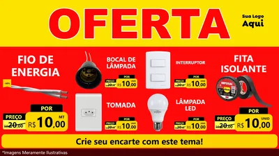 Modelo de TV para TV Horizontal com o tema OFERTA - Vermelho Cartaz para Materiais Elétricos