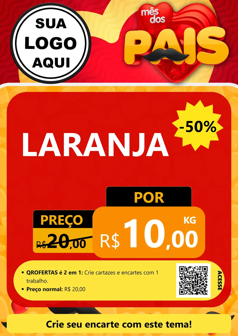 Modelo de Cartaz para Cartaz A4 Vertical com o tema Mês Dos Pais para Hortifrúti