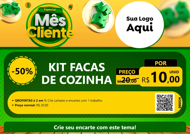 Modelo de Cartaz para Cartaz A4 Horizontal com o tema Especial Mês do Cliente para Utilidades Domésticas