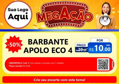 Modelo de Cartaz para Cartaz A4 Horizontal com o tema Mega Ação para Armarinho e Aviamentos