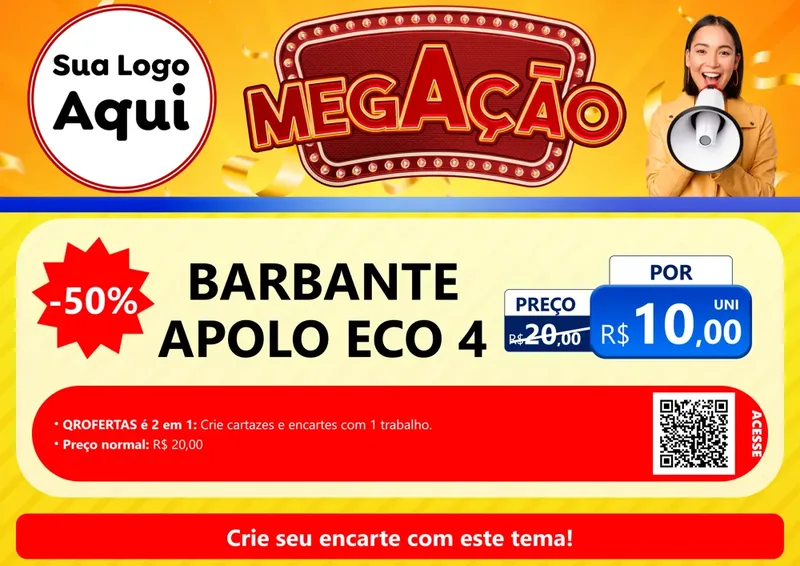 Modelo de Cartaz para Cartaz A4 Horizontal com o tema Mega Ação para Armarinho e Aviamentos