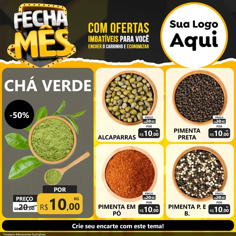 Modelo de Rede Social para Feed Facebook com o tema Fecha Mês para Produtos Naturais