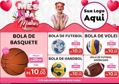 Modelo de Encarte para Encarte A4 Horizontal com o tema Mês da Mulher para Artigos Esportivos