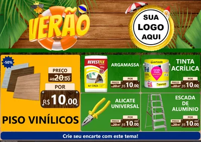 Modelo de Encarte para Encarte A4 Horizontal com o tema Verão para Material para Construção