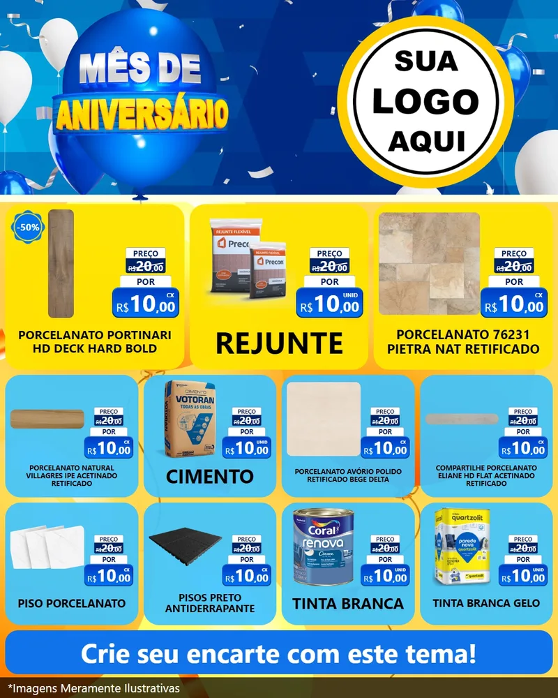 Modelo de Rede Social para Feed Instagram com o tema Mês de Aniversário para Pisos e revestimentos