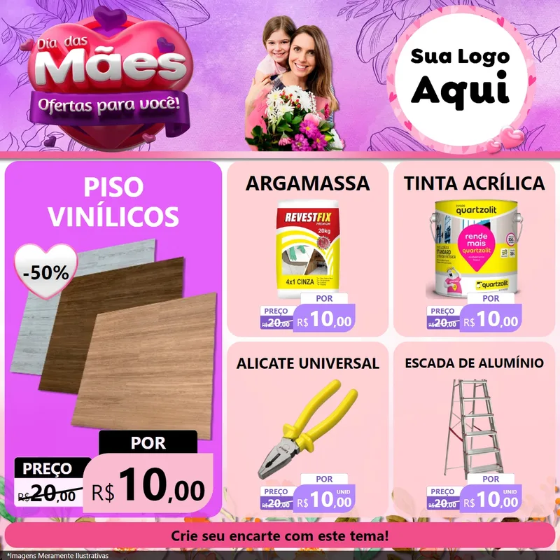 Modelo de Rede Social para Feed Facebook com o tema Dia das Mães Ofertas para Você! para Material para Construção