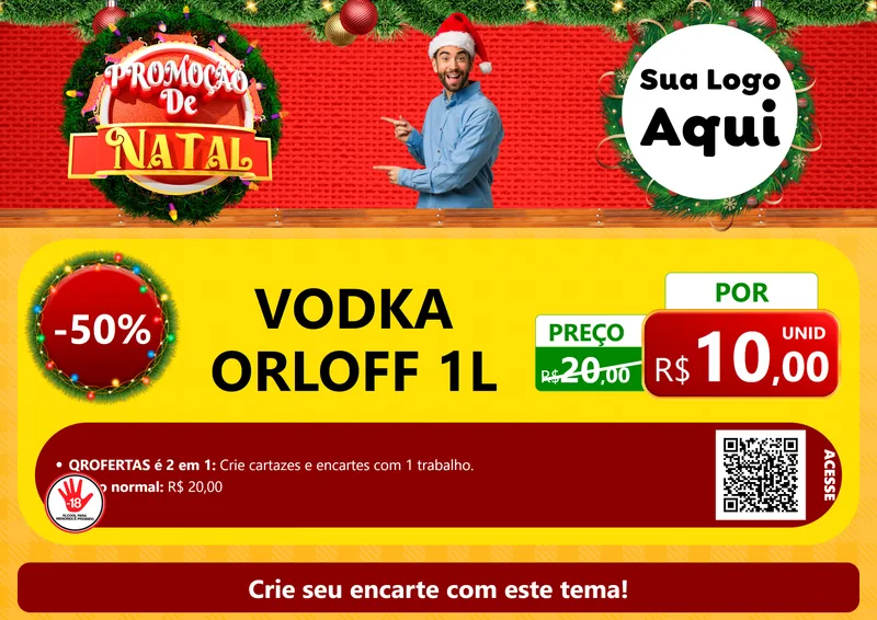 Modelo de Cartaz para Cartaz A4 Horizontal com o tema Promoção de Natal para Distribuidora de bebidas