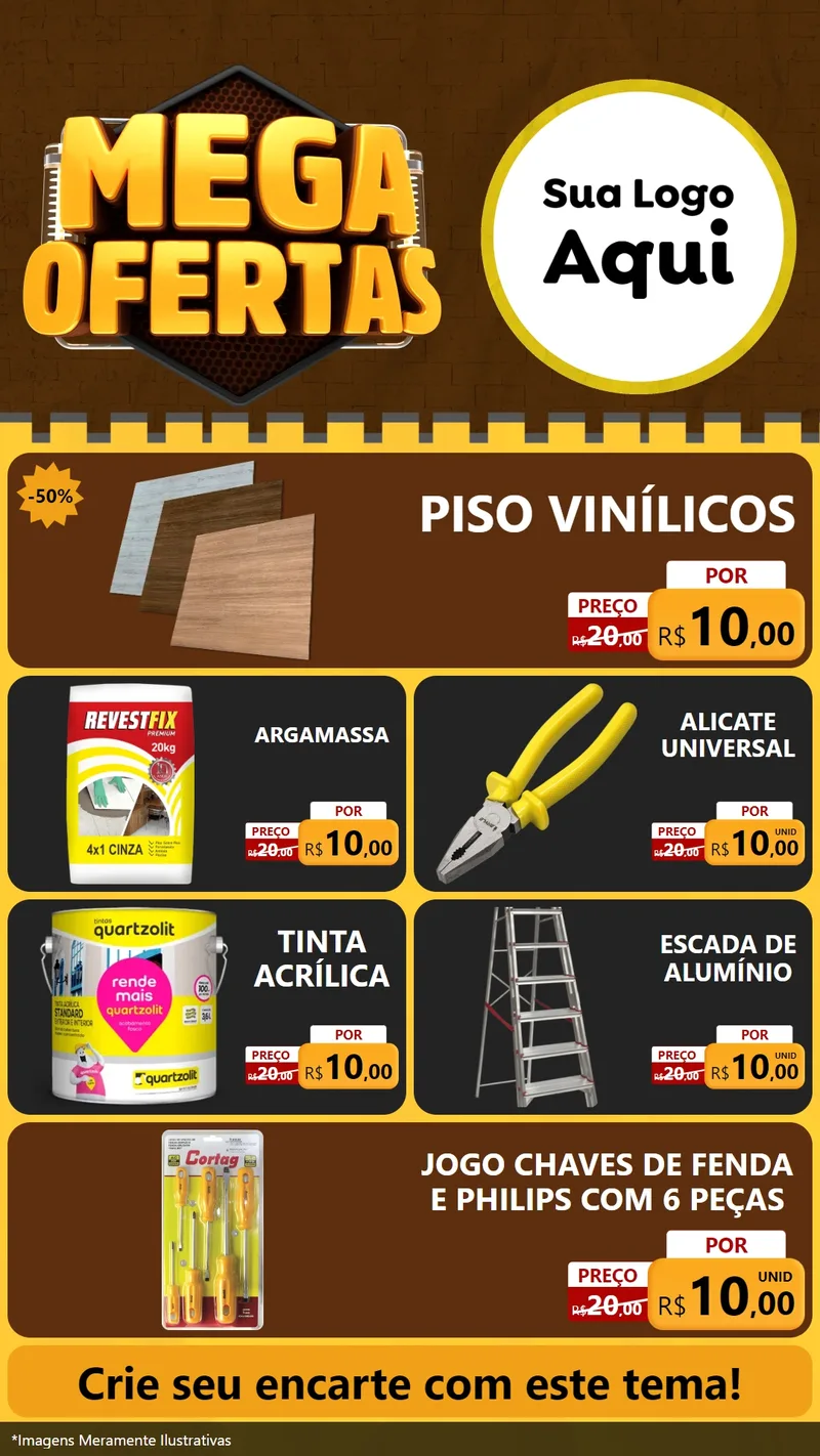 Modelo de TV para TV Vertical com o tema Mega Ofertas para Material para Construção