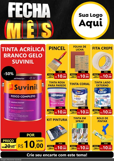 Modelo de Encarte para Encarte A4 Vertical com o tema Fecha Mês para Tintas e Ferramentas