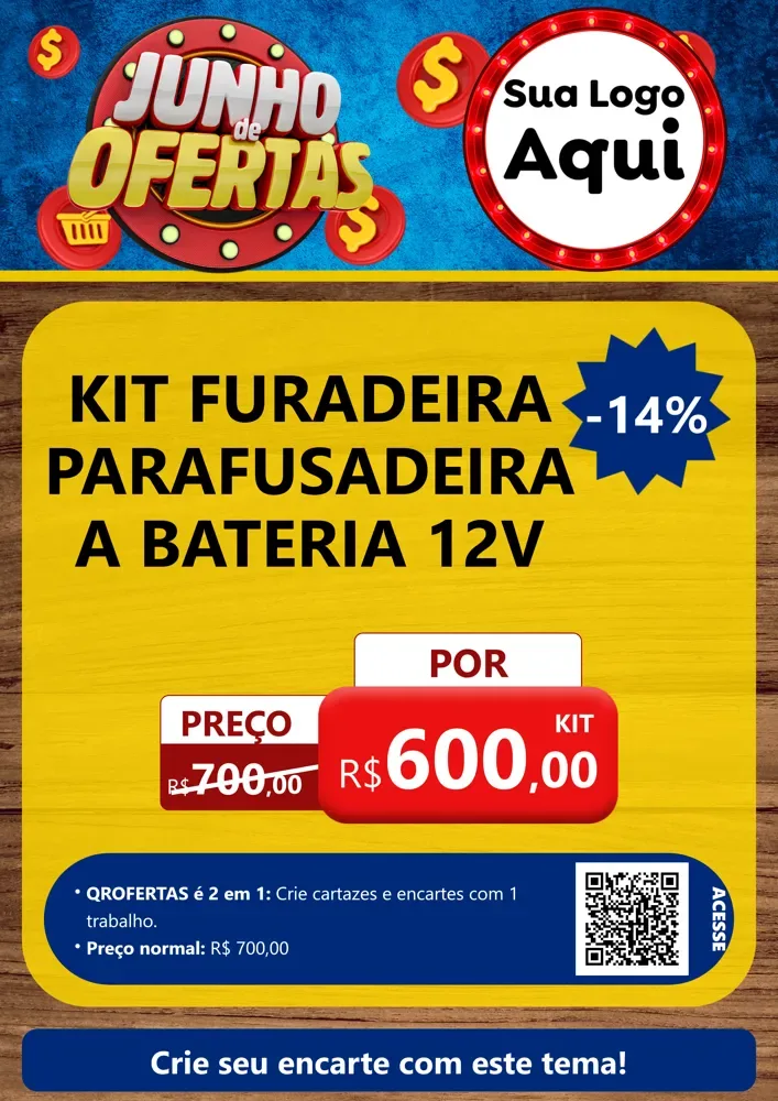 Modelo de Cartaz para Cartaz A4 Vertical com o tema Junho de Ofertas para Maquinas e Ferramentas