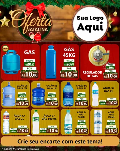 Modelo de Rede Social para Feed Instagram com o tema Ofertas Natalina para Água e gás