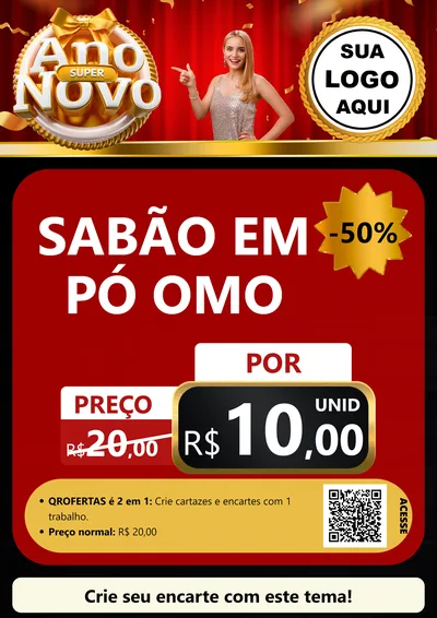 Modelo de Cartaz para Cartaz A4 Vertical com o tema Super Ano Novo para Produtos de Limpeza