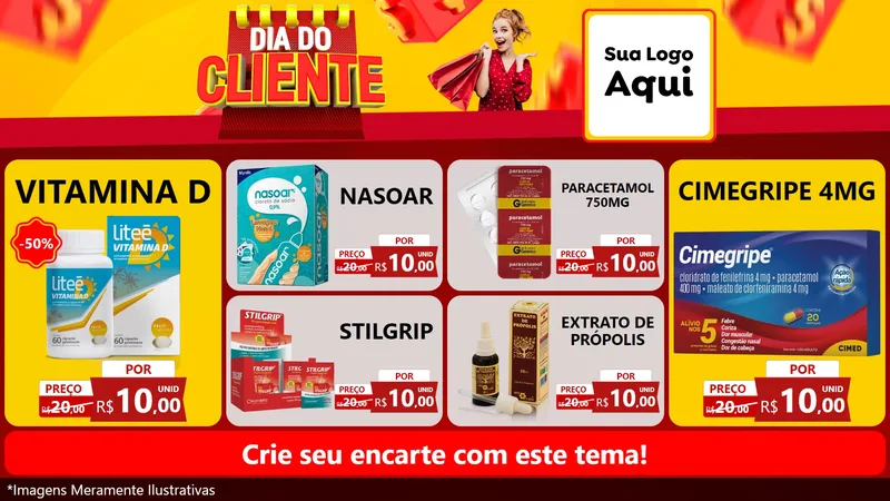 Modelo de TV para TV Horizontal com o tema Dia do Cliente para Farmácia