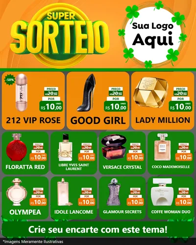 Modelo de Rede Social para Feed Instagram com o tema Super Sorteio para Perfumes