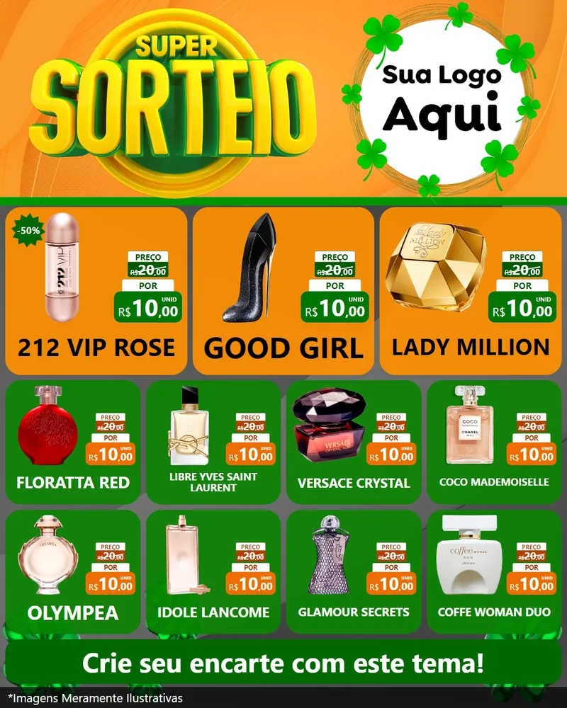 Modelo de Rede Social para Feed Instagram com o tema Super Sorteio para Perfumes