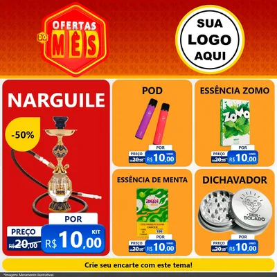 Modelo de Rede Social para Feed Facebook com o tema Ofertas do Mês para Tabacaria