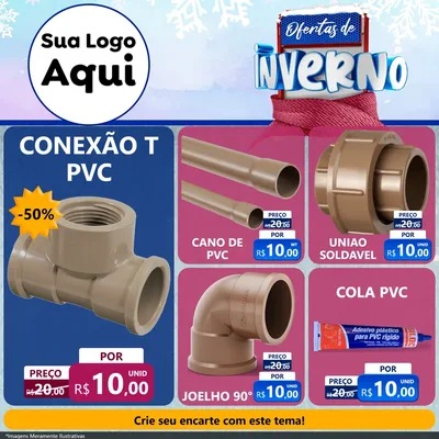 Modelo de Rede Social para Feed Facebook com o tema Ofertas de Inverno para Tubos e conexões