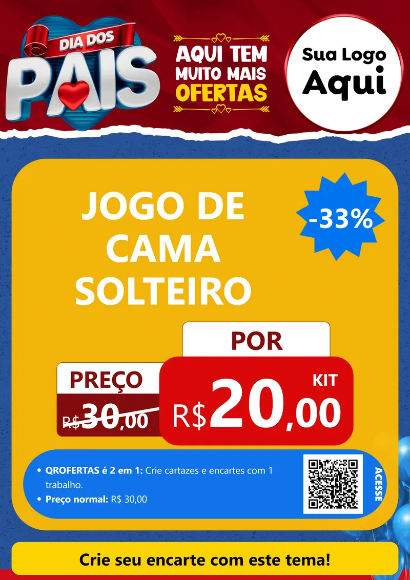 Modelo de Cartaz para Cartaz A4 Vertical com o tema Dia dos Pais para Cama, Mesa e Banho
