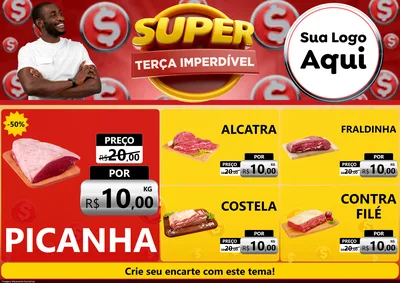Modelo de Encarte para Encarte A4 Horizontal com o tema Super Terça Imperdível para Açougue