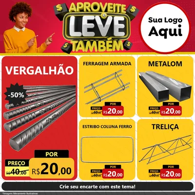 Modelo de Rede Social para Feed Facebook com o tema Aproveite e Leve Também para Ferragens