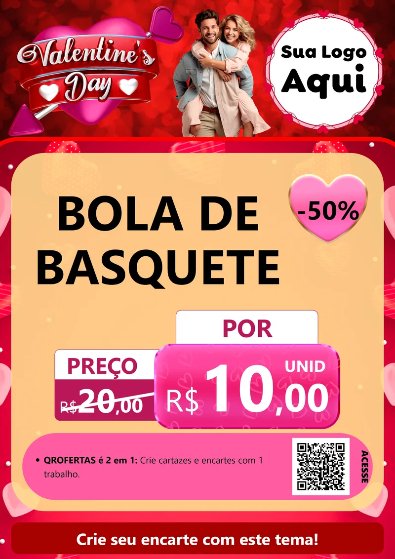 Modelo de Cartaz para Cartaz A4 Vertical com o tema Valentine's Day para Artigos Esportivos