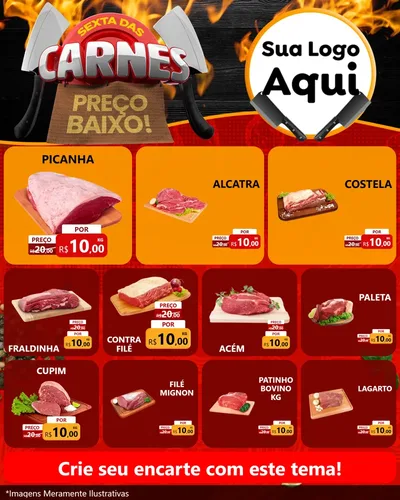 Modelo de Rede Social para Feed Instagram com o tema Sexta das Carnes para Açougue