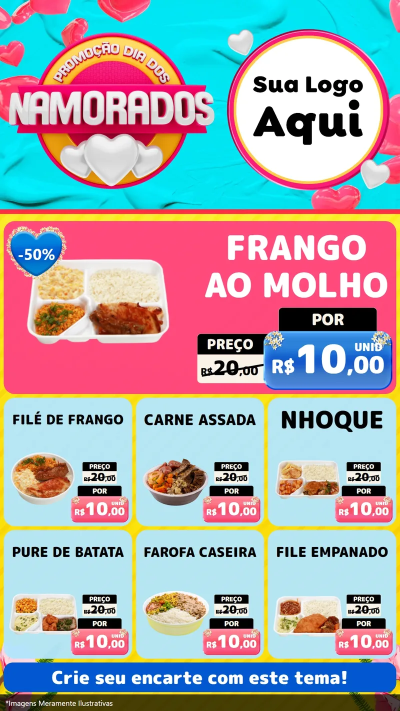 Modelo de Rede Social para Stories com o tema Promoção Dia dos Namorados para Restaurante