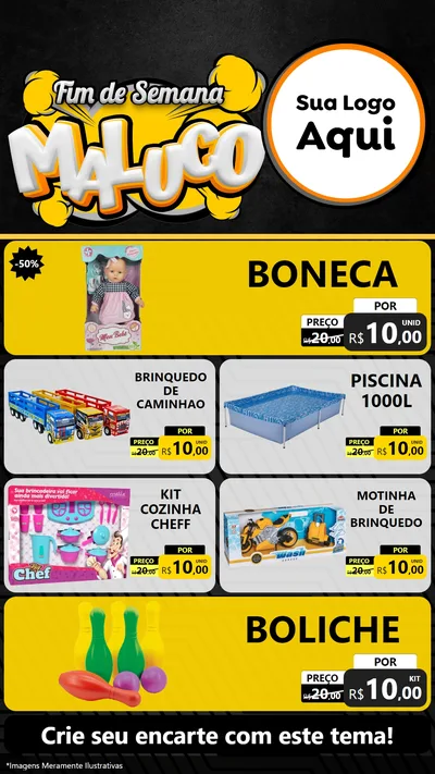 Modelo de TV para TV Vertical com o tema Fim de Semana Maluco para Brinquedos
