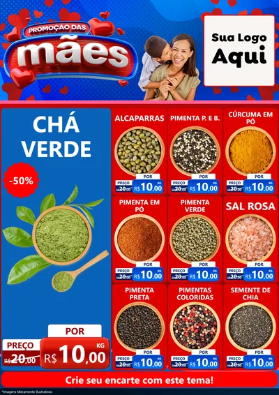 Modelo de Encarte para Encarte A4 Vertical com o tema Promoção das Mães para Produtos Naturais