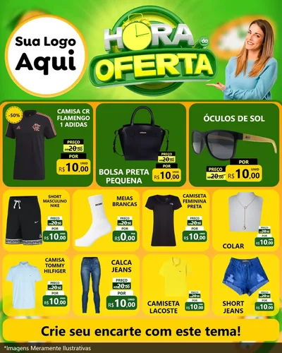 Modelo de Rede Social para Feed Instagram com o tema Hora da Oferta para Roupas e acessórios