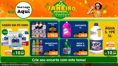Modelo de TV para TV Horizontal com o tema Janeiro - Economia Garantida para Produtos de Limpeza