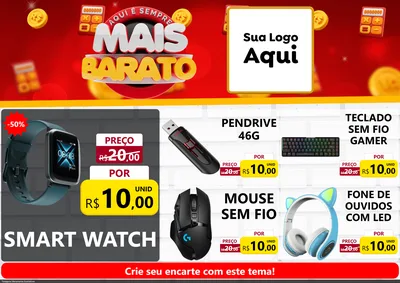 Modelo de Encarte para Encarte A4 Horizontal com o tema Mais Barato para Informática