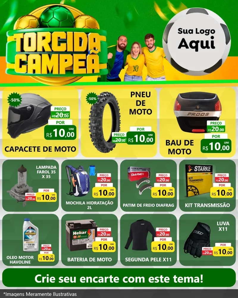 Modelo de Rede Social para Feed Instagram com o tema Torcida Campeã - Copa para Moto peças