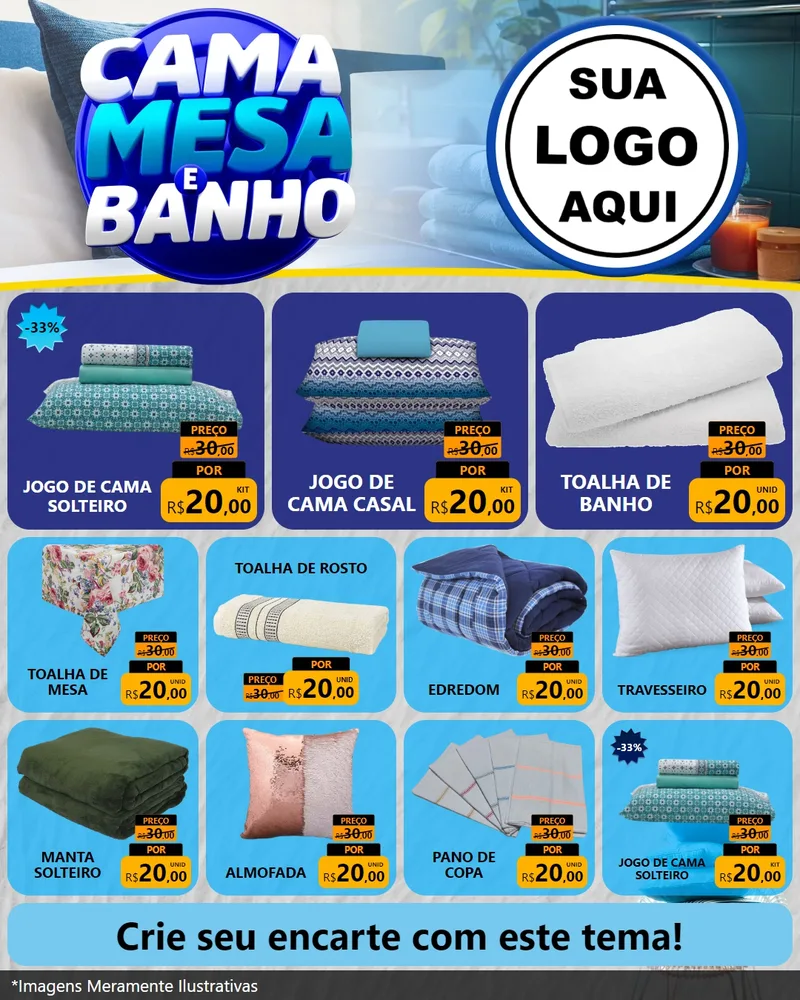 Modelo de Rede Social para Feed Instagram com o tema Cama, Mesa e Banho para Cama, Mesa e Banho