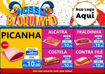 Modelo de Encarte para Encarte A4 Horizontal com o tema Nosso Bloquinho para Açougue