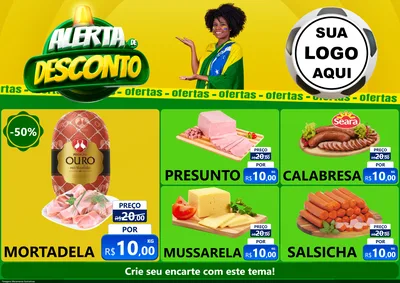 Modelo de Encarte para Encarte A4 Horizontal com o tema Alerta de Desconto para Frios e Laticínios