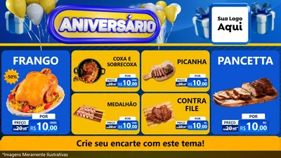 Modelo de TV para TV Horizontal com o tema Aniversário para Assados