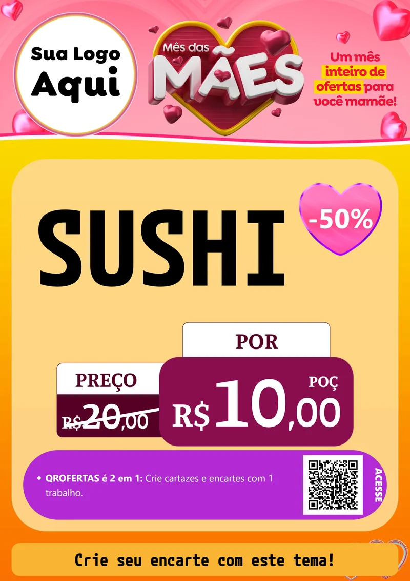 Modelo de Cartaz para Cartaz A4 Vertical com o tema Mês das Mães para Comida japonesa