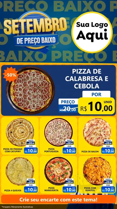 Modelo de Rede Social para Stories com o tema Setembro De Preço Baixo para Pizzaria