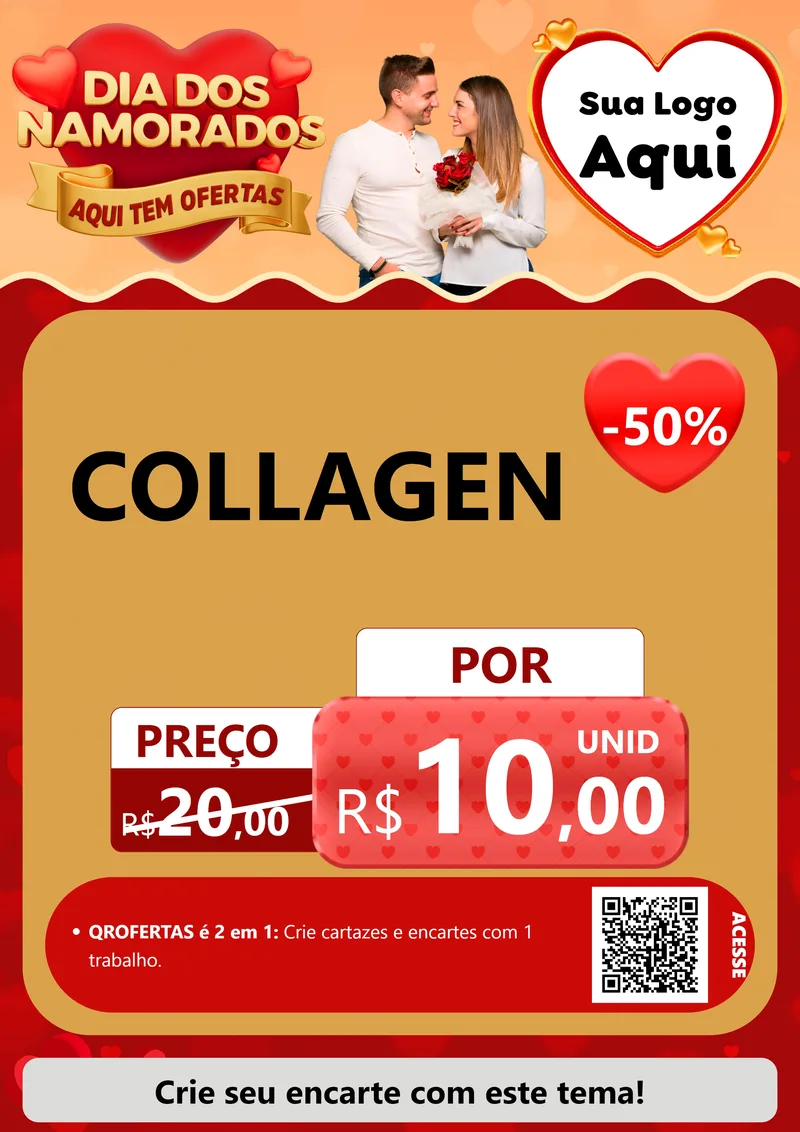 Modelo de Cartaz para Cartaz A4 Vertical com o tema Dia dos Namorados - Aqui Tem Ofertas para Suplementos alimentares