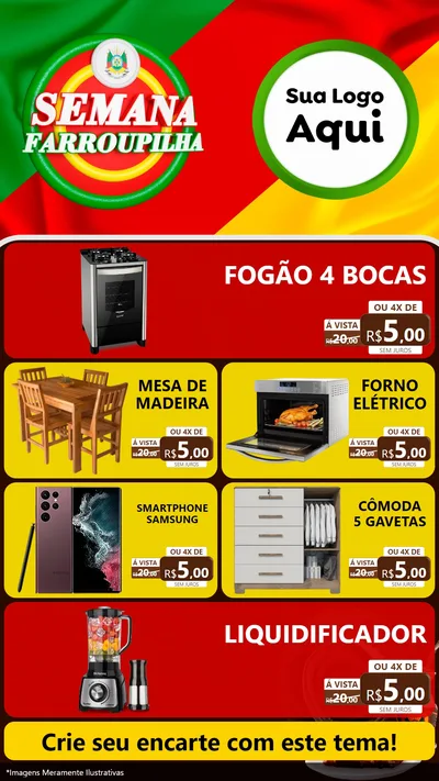 Modelo de TV para TV Vertical com o tema Semana Farroupilha para Móveis e Eletro