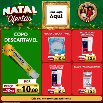 Modelo de Rede Social para Feed Facebook com o tema Natal de Ofertas para Embalagens