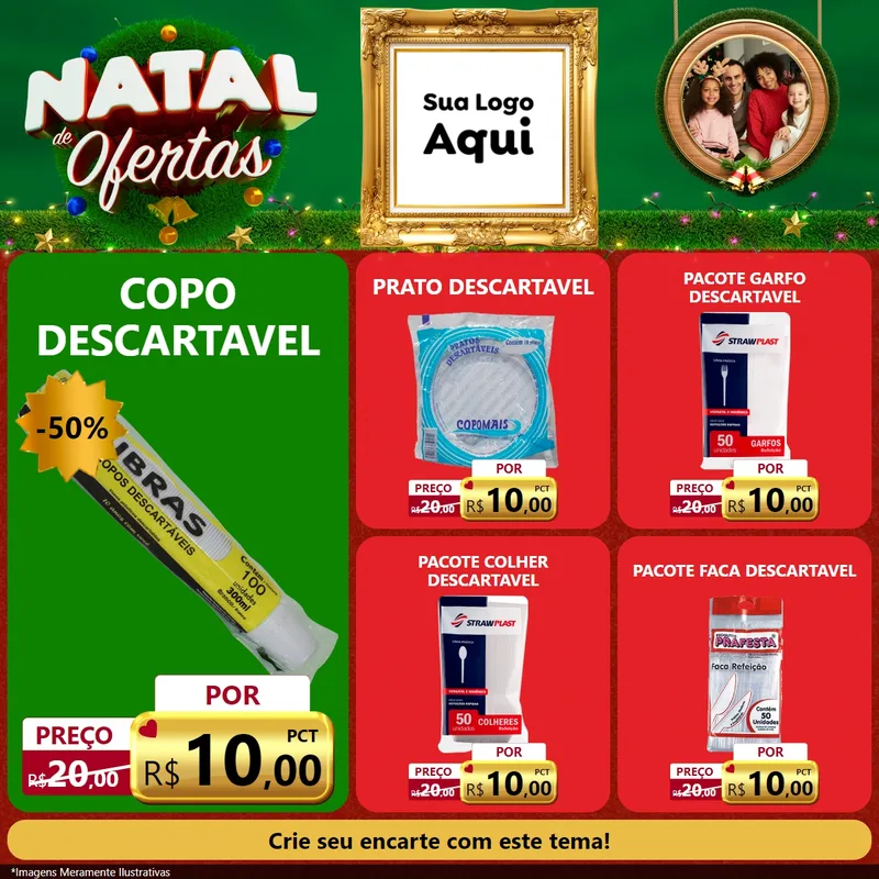 Modelo de Rede Social para Feed Facebook com o tema Natal de Ofertas para Embalagens