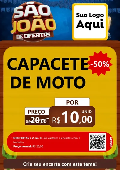 Modelo de Cartaz para Cartaz A4 Vertical com o tema São João Ofertas Imbatíveis! - Junina para Moto peças