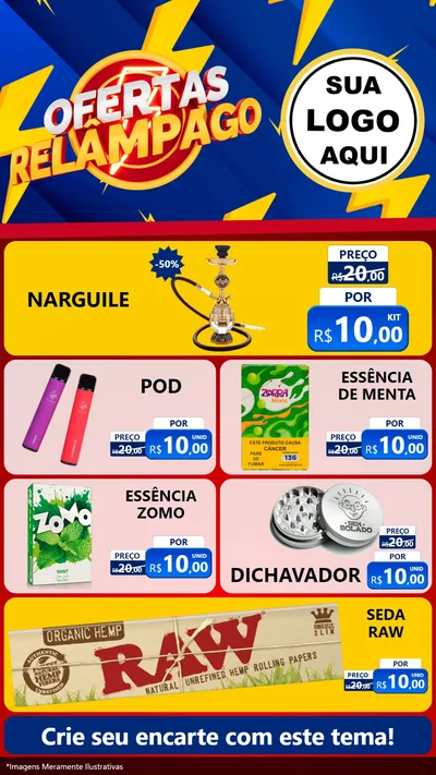 Modelo de TV para TV Vertical com o tema Ofertas Relâmpago para Tabacaria