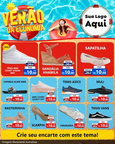 Modelo de Rede Social para Feed Instagram com o tema Verão da Economia para Calçados