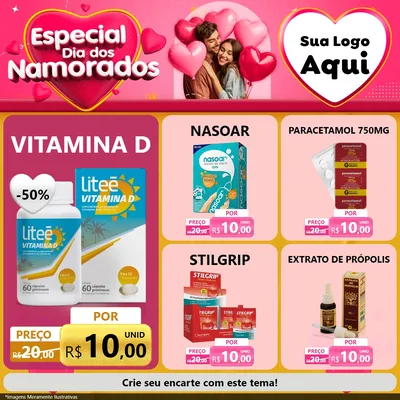 Modelo de Rede Social para Feed Facebook com o tema Especial Dia dos Namorados para Farmácia