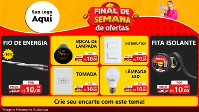 Modelo de TV para TV Horizontal com o tema Final de Semana de Ofertas para Materiais Elétricos