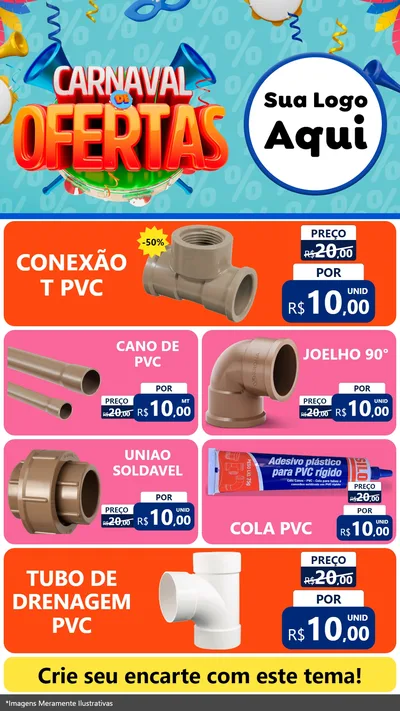 Modelo de TV para TV Vertical com o tema Carnaval de Ofertas para Tubos e conexões